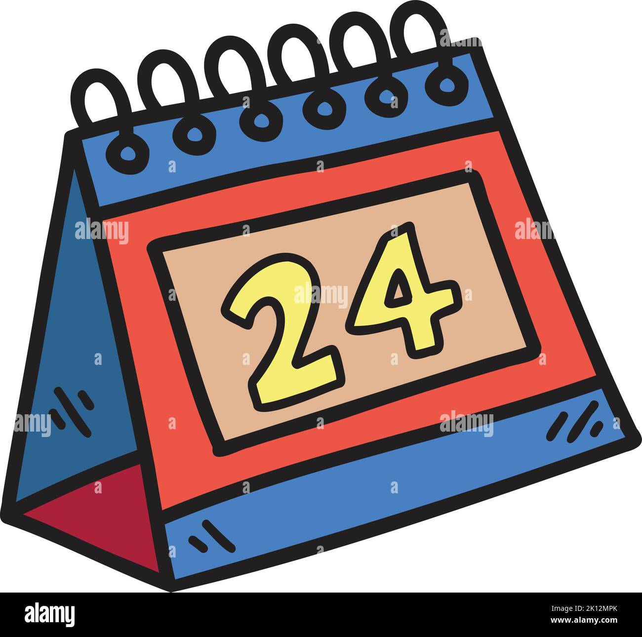 Hand Drawn 24 day calendar illustration isolated on background Stock