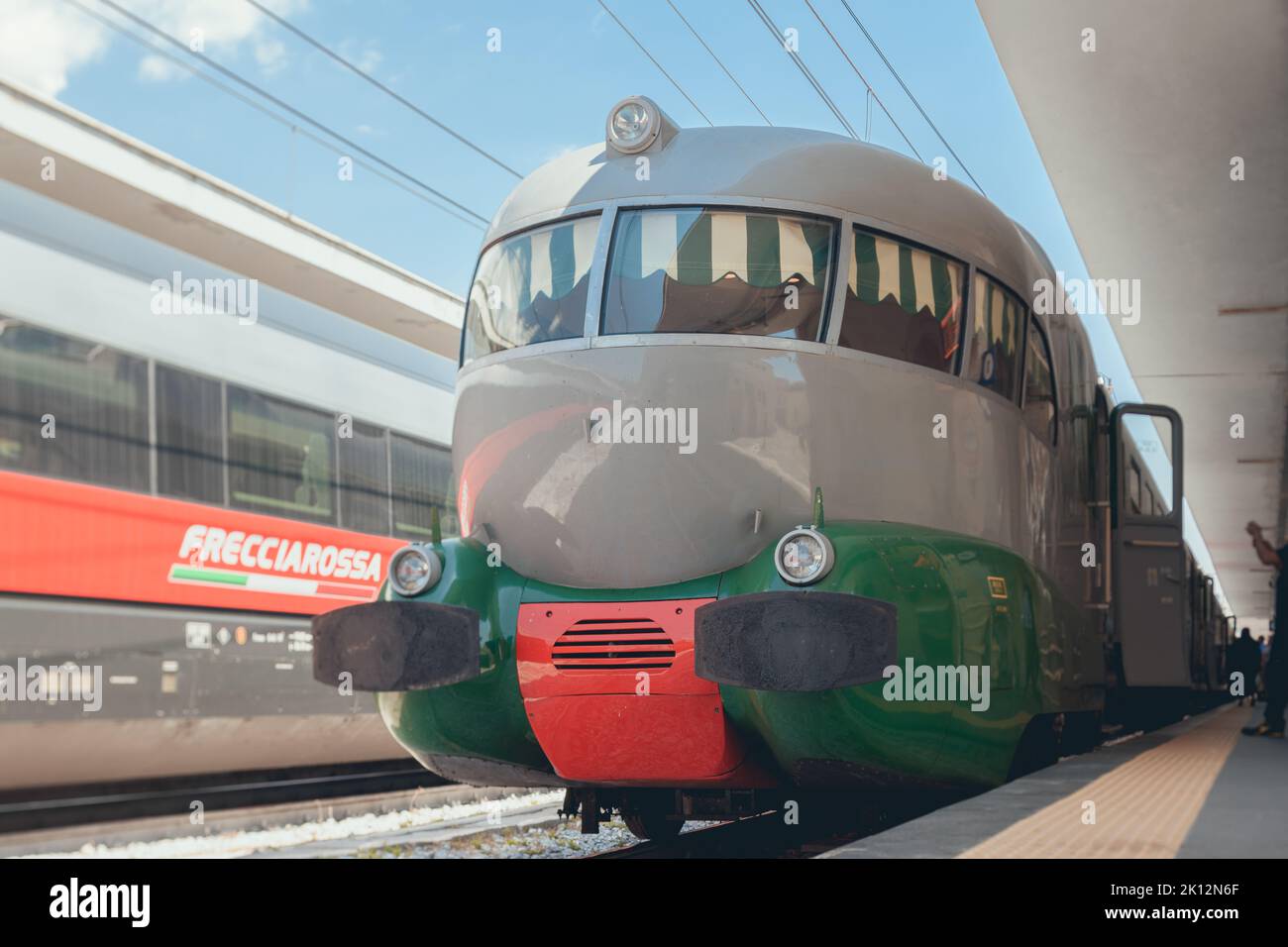 Italian historical train called Arlecchino Stock Photo Alamy