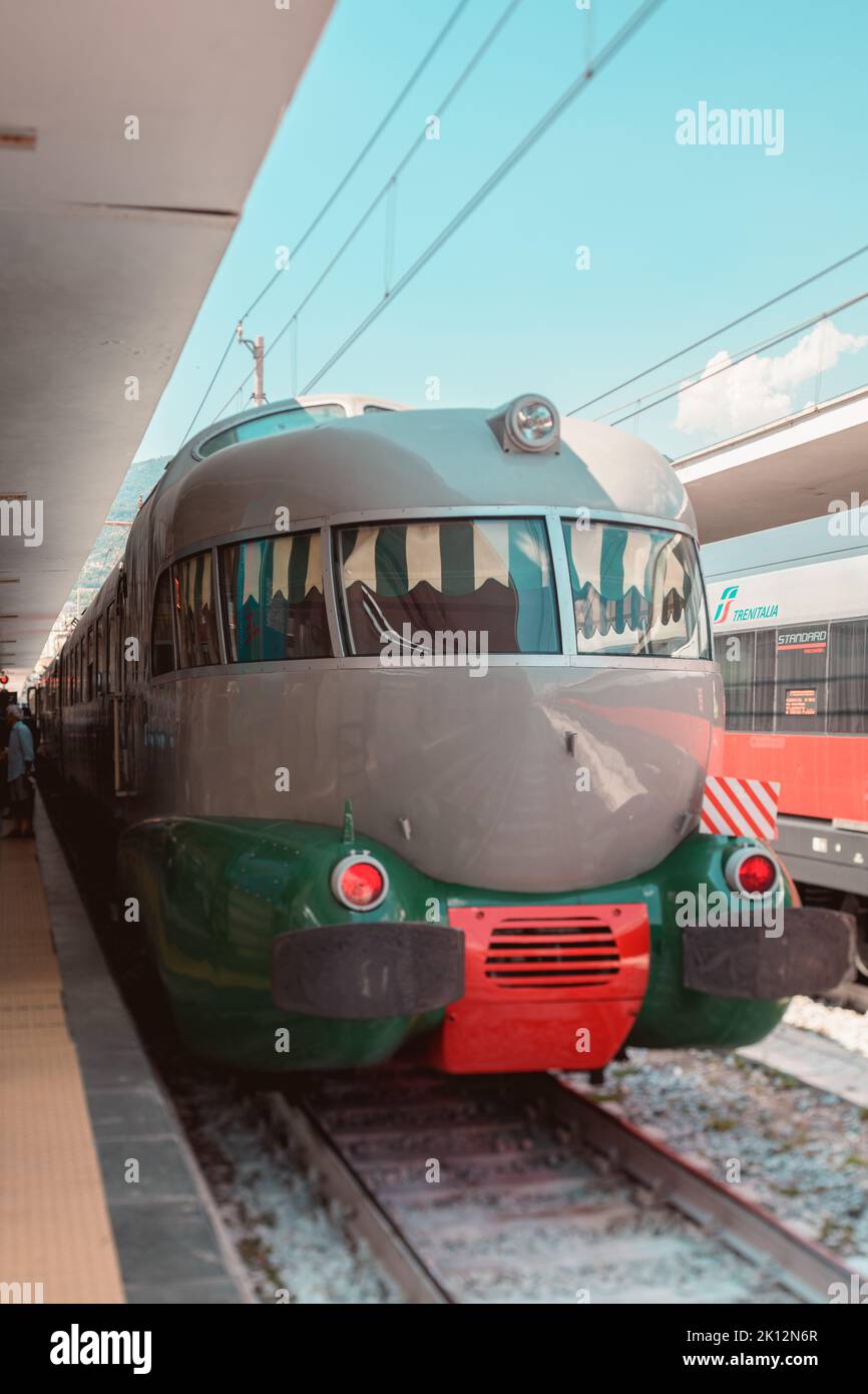 Italian historical train called Arlecchino Stock Photo Alamy