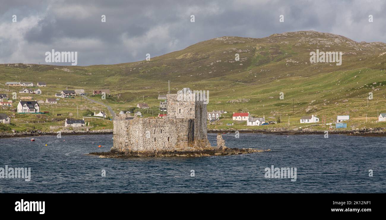 Ancient Kisimul Castle on a Islet, Castlebay Harbour, Barra, Isle of Barra, Hebrides, Outer Hebrides, Western Isles, Scotland, United Kingdom Stock Photo