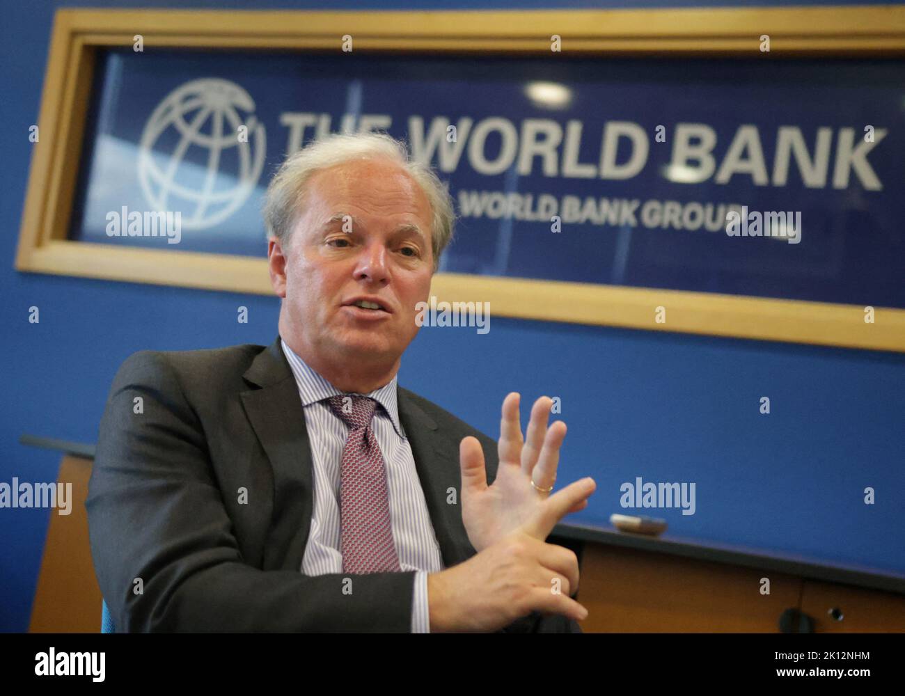 World Bank Managing Director of Operations Axel van Trotsenburg speaks during an interview with Reuters in Sarajevo, Bosnia and Herzegovina, September 14, 2022. REUTERS/Dado Ruvic Stock Photo
