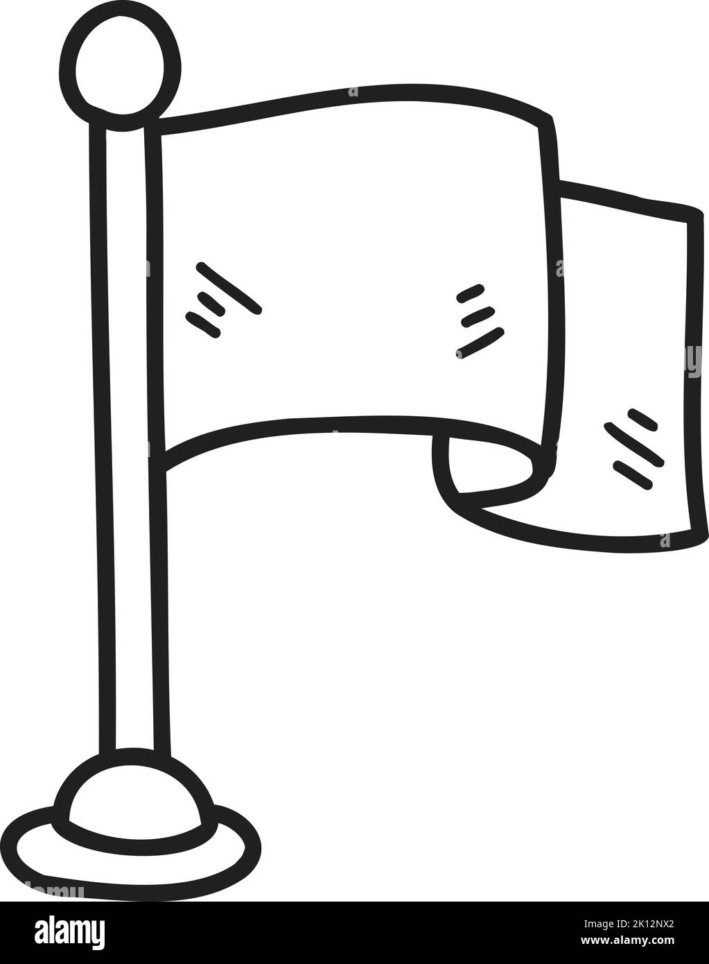 Hand Drawn the flag is waving illustration isolated on background Stock ...