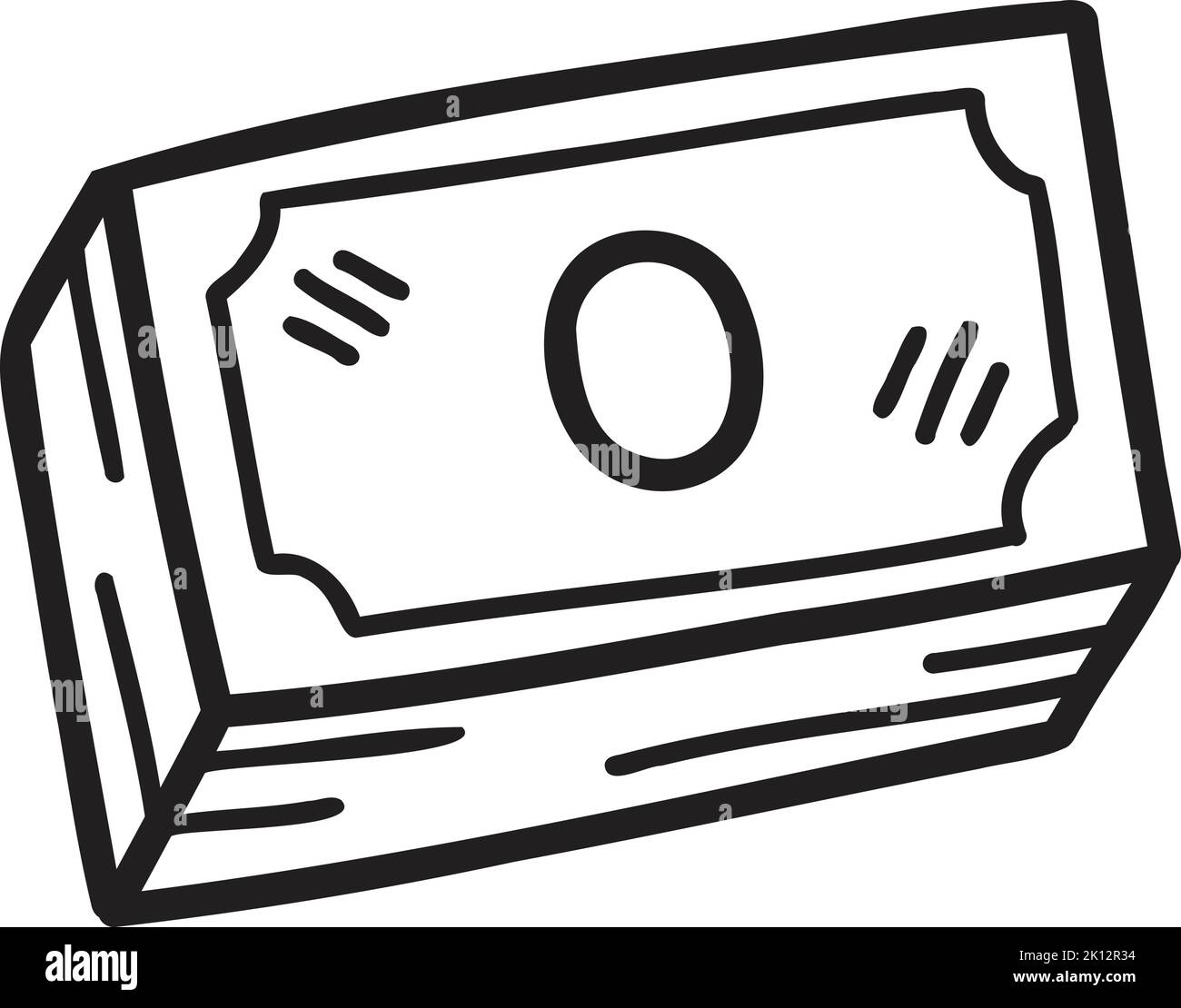 Hand Drawn stack of banknotes illustration isolated on background Stock