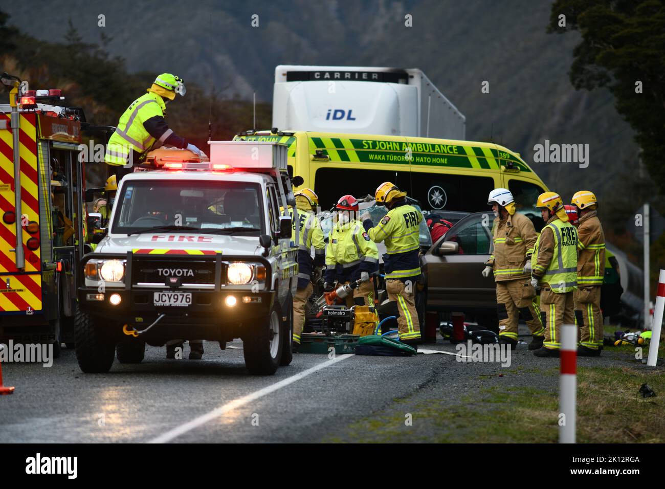 ARTHUR'S PASS, NEW ZEALAND, SEPTEMBER 5, 2022 Emergency teams respond