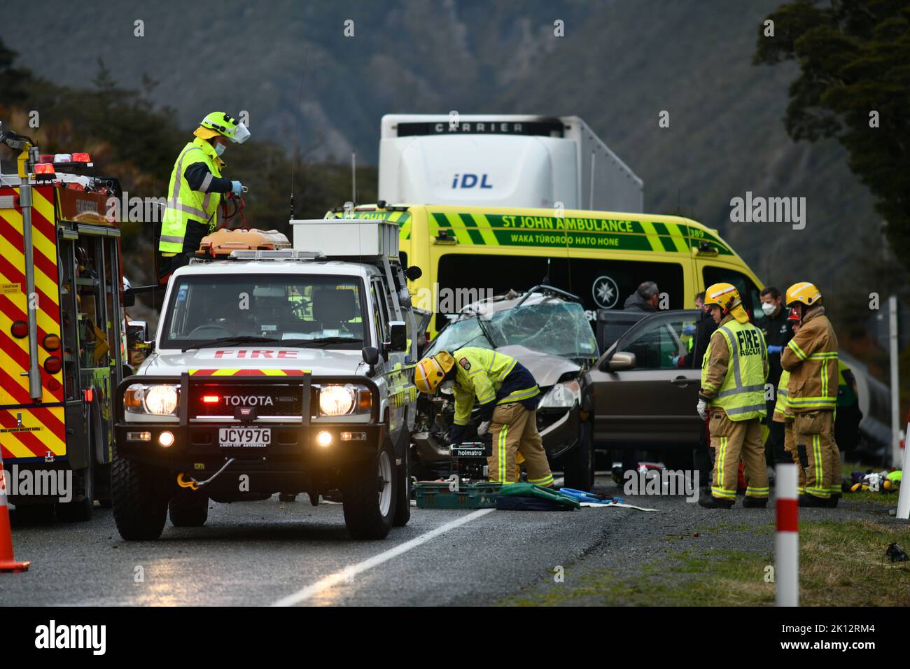 ARTHUR'S PASS, NEW ZEALAND, SEPTEMBER 5, 2022 Emergency teams respond