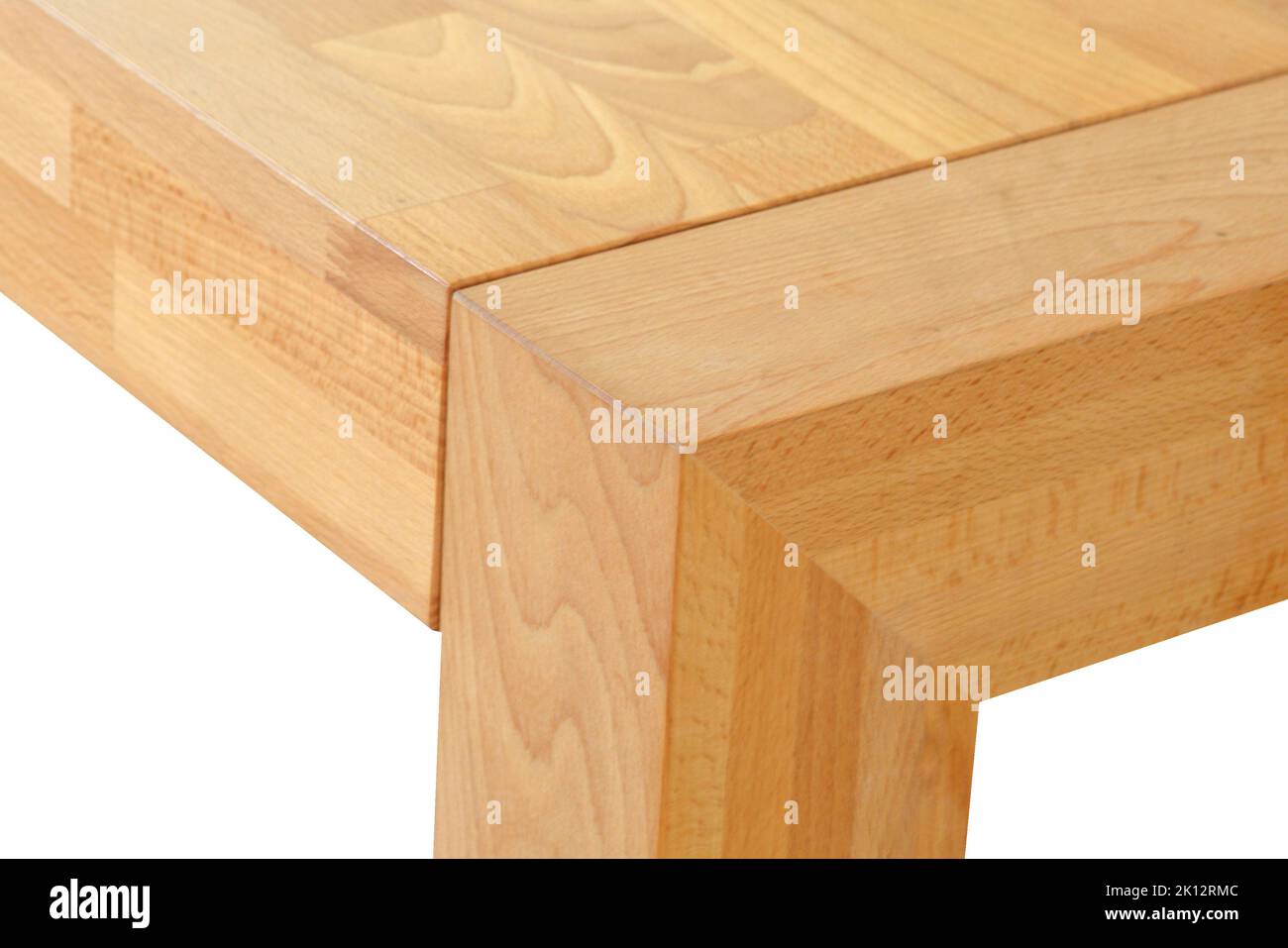 Wooden dinner table surface. Natural wood furniture close view