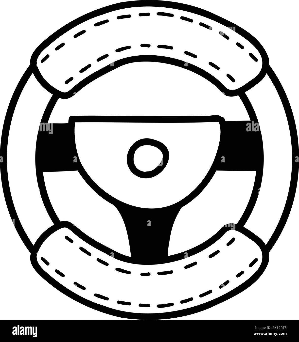 Hand Drawn car steering wheel illustration isolated on background Stock