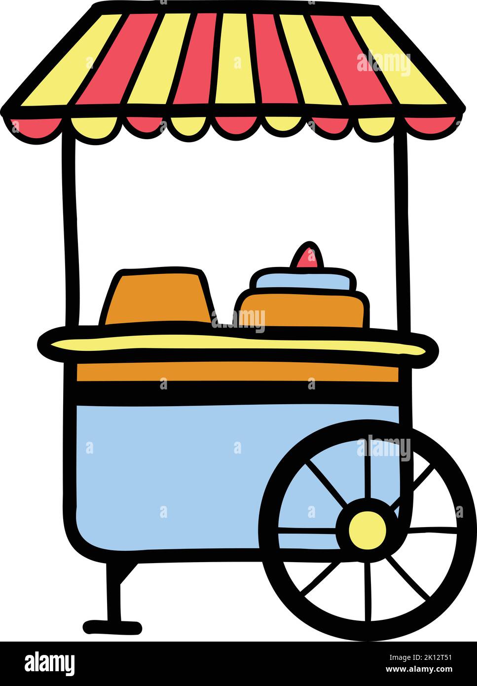 Hand Drawn Food Cart illustration isolated on background Stock Vector
