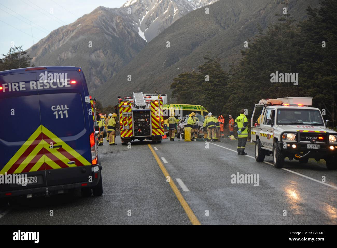 ARTHUR'S PASS, NEW ZEALAND, SEPTEMBER 5, 2022 Emergency teams respond