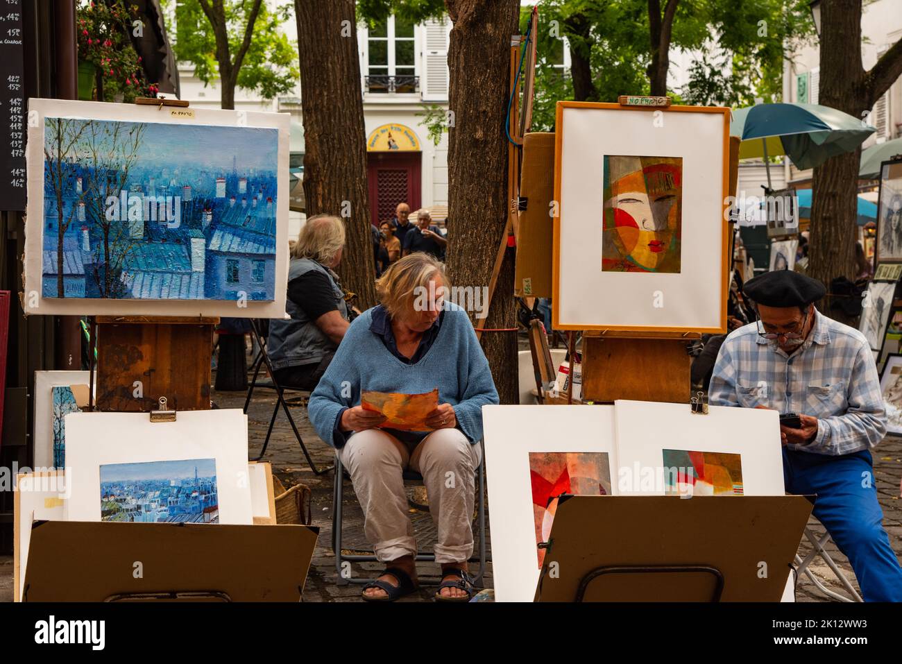 Paris, France. August 2022. The painters at Place du Tertre in Paris. High quality photo Stock Photo