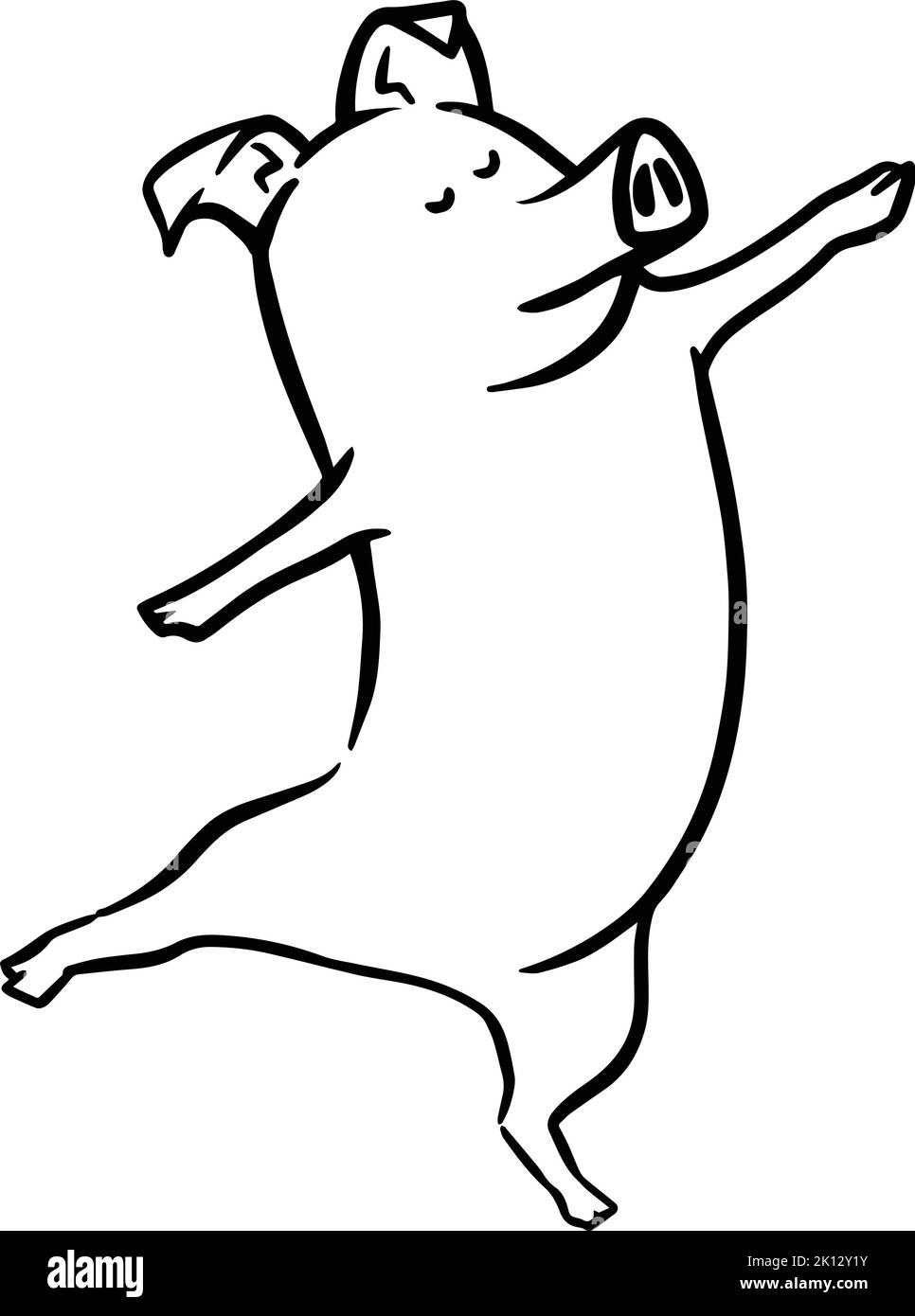 Hand drawn dancing pig. Vector illustration Stock Vector Image & Art