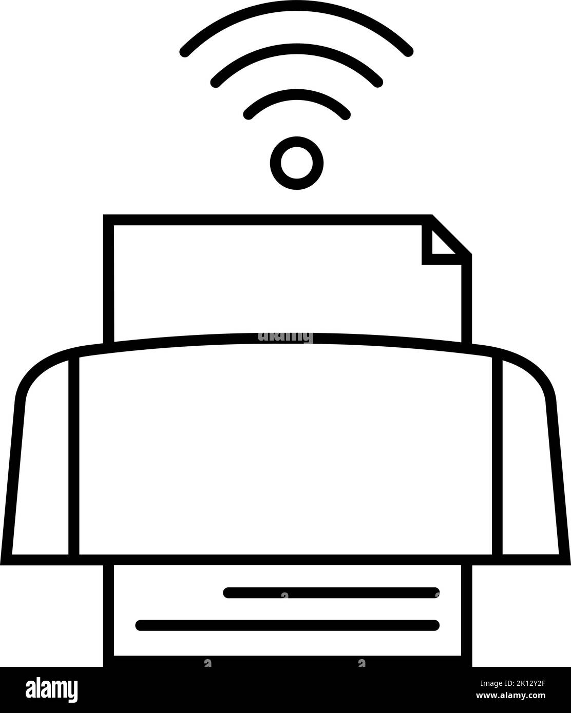 Wireless printer icon in thin outline. Vector illustration. Stock Vector