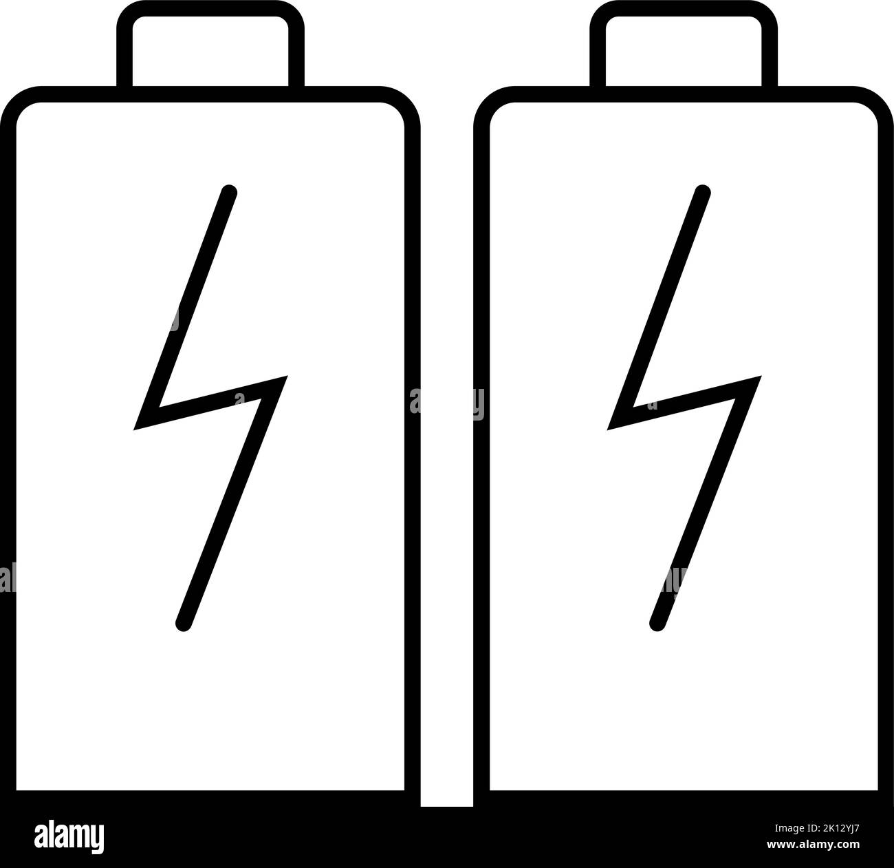 Rechargeable batteries icon in thin outline. Vector illustration. Stock Vector