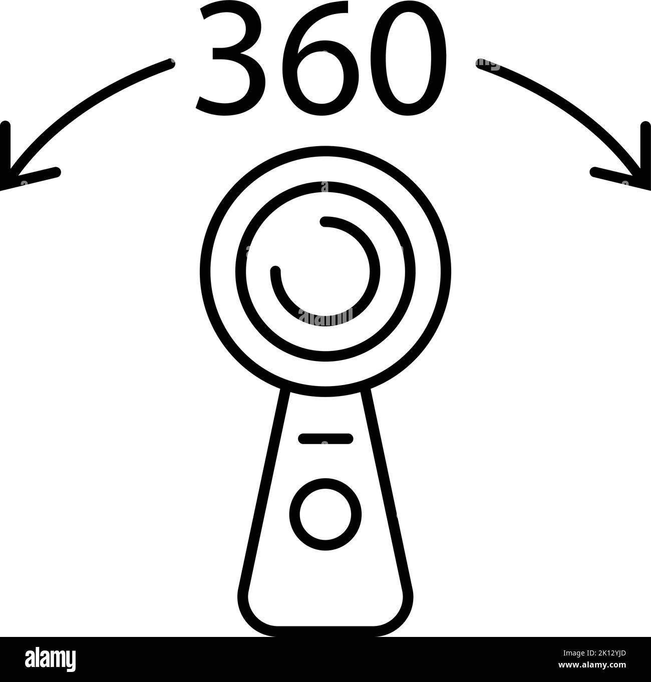 360 degree Panoramic camera icon in thin outline. Vector illustration