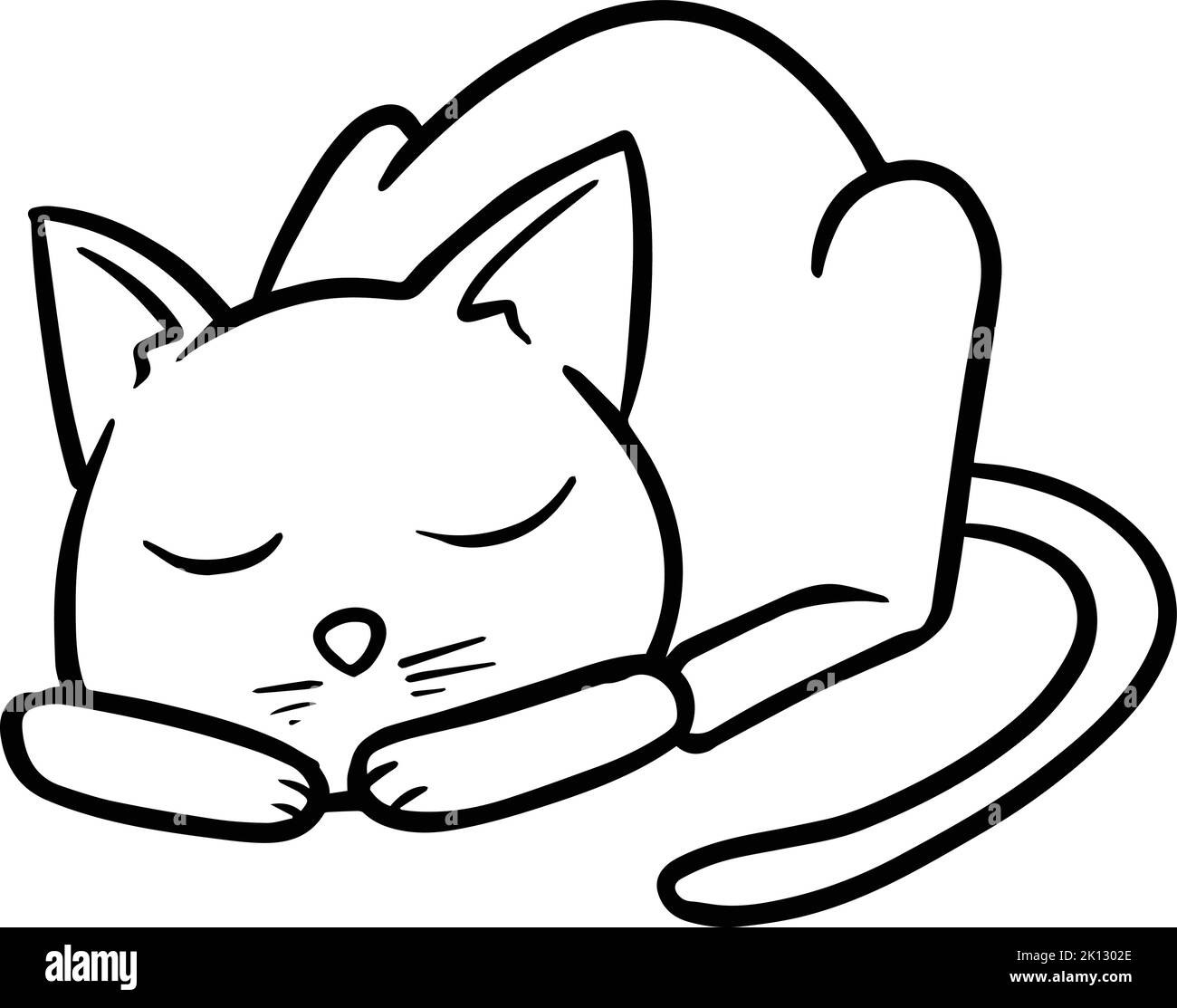 Sleeping fluffy cat resting Black and White Stock Photos & Images - Alamy