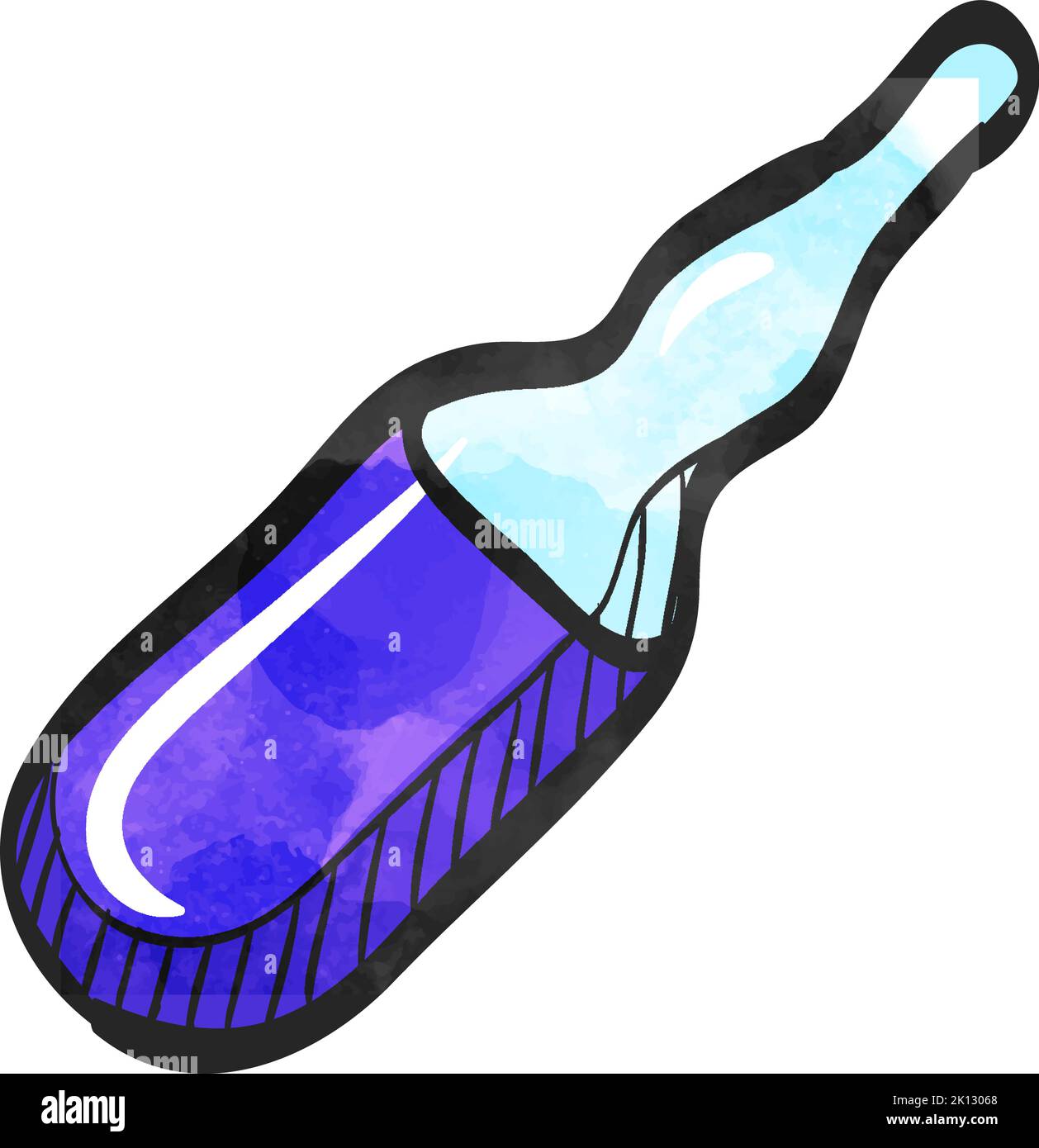 Ampule icon in watercolor style. Stock Vector