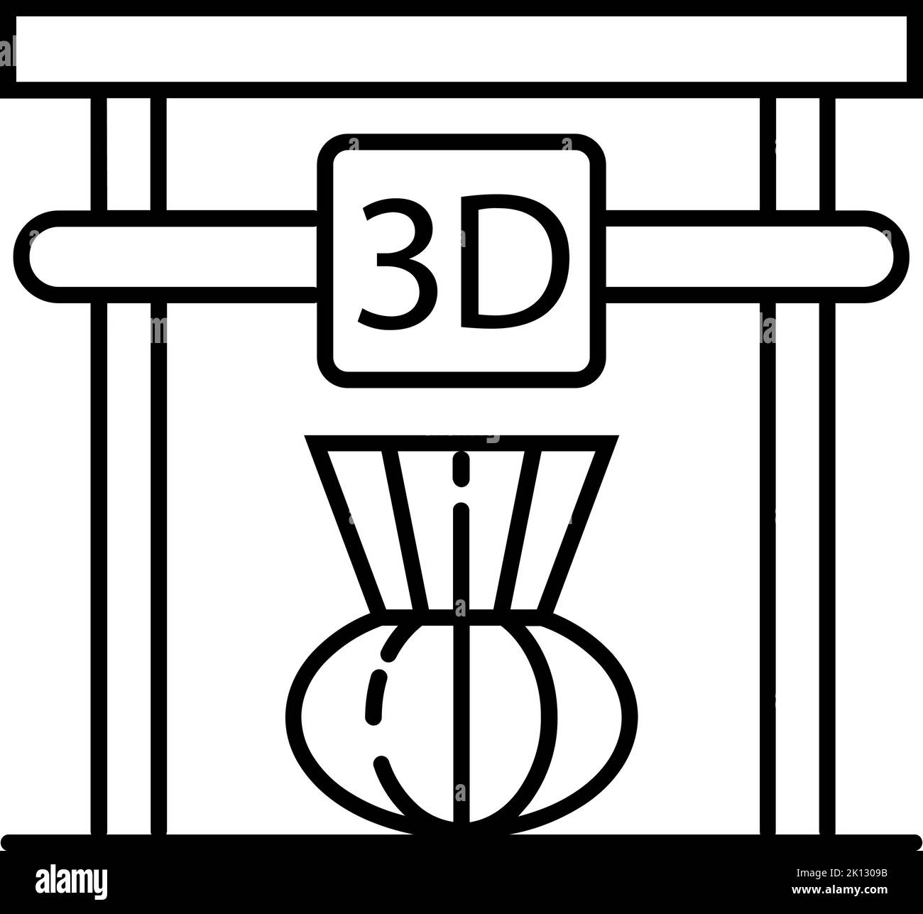 3d printer icon in thin outline. Vector illustration Stock Vector Image ...