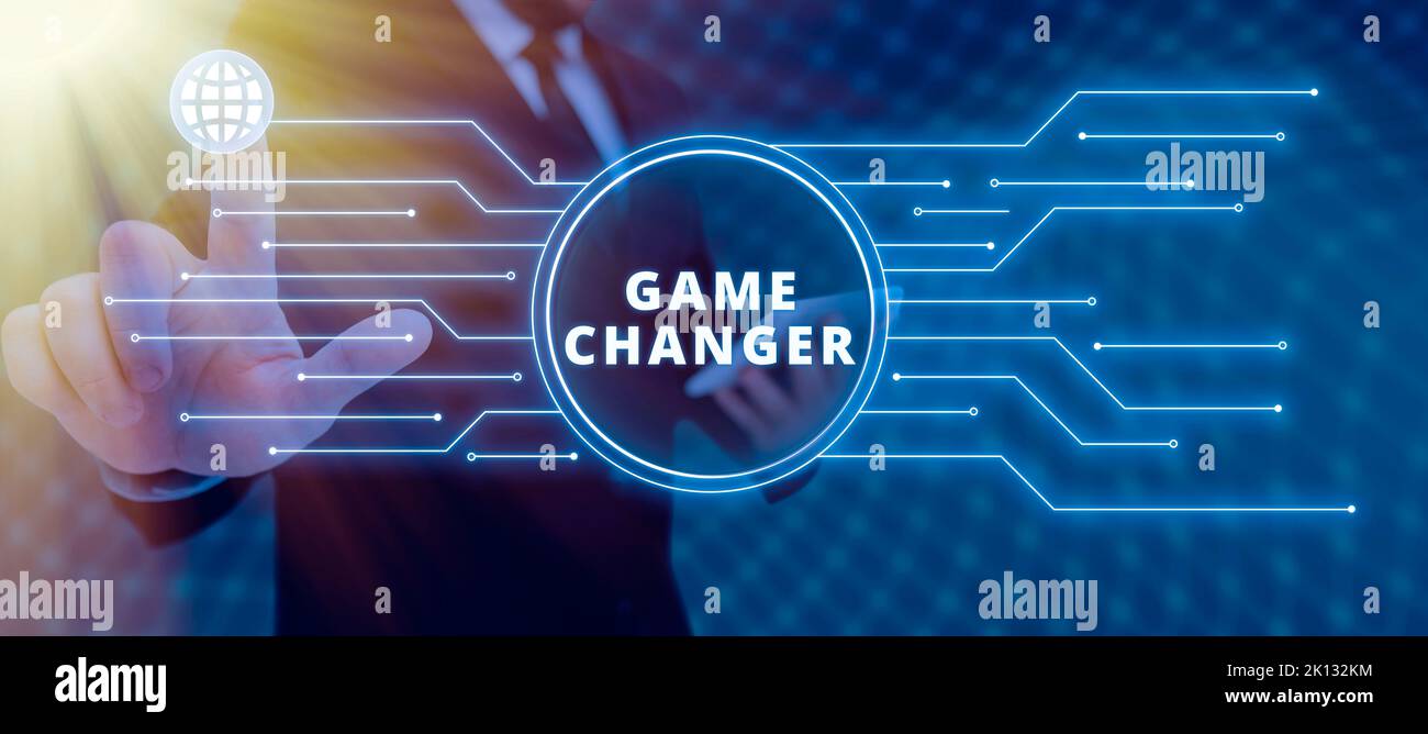 Text caption presenting Game Changer. Business concept Sports Data
