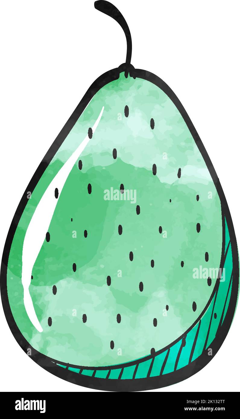 Pear icon in watercolor style. Stock Vector