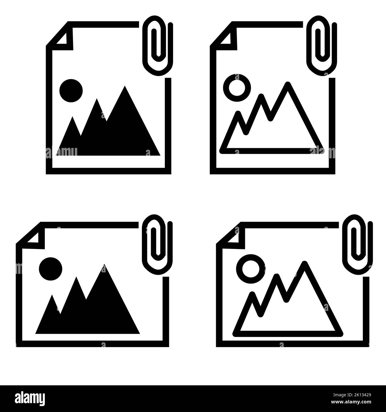 Attached photo file icon on white background. Attach photo sign. Attach ...