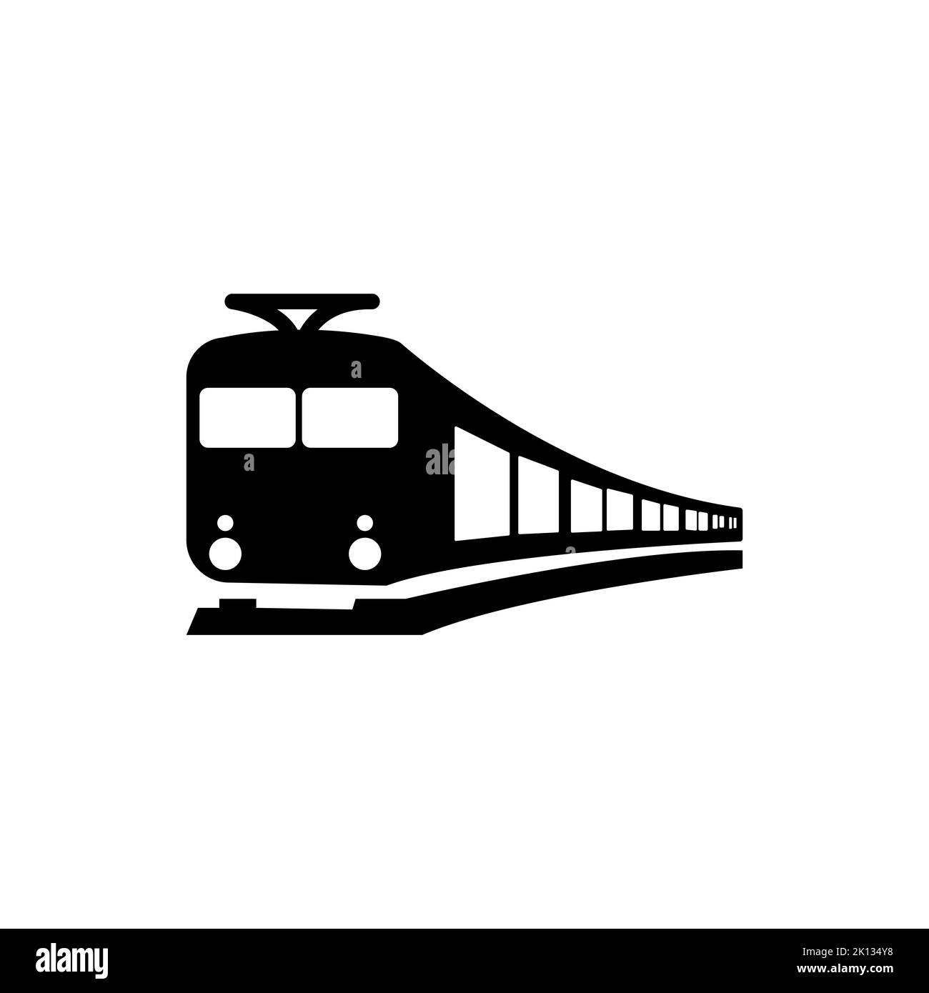 Fast running train engine illustration. Delivery travel or public transportation. Minimalist design. white background Gray black vector. product brand Stock Vector