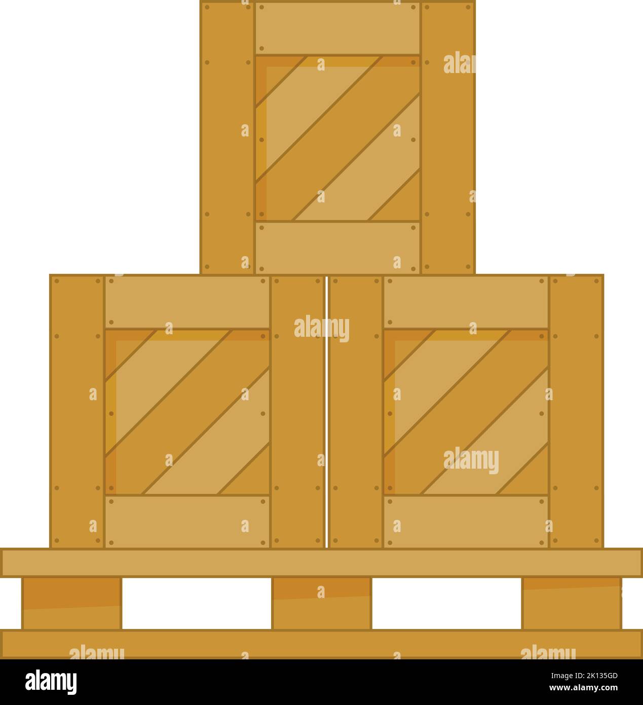 Wooden boxes pyramid. Cargo containers storage icon Stock Vector