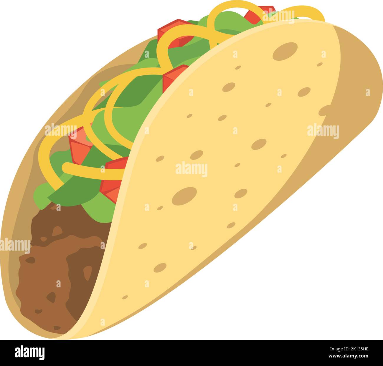 Taco icon. Mexican fast food. Cartoon fajitas Stock Vector