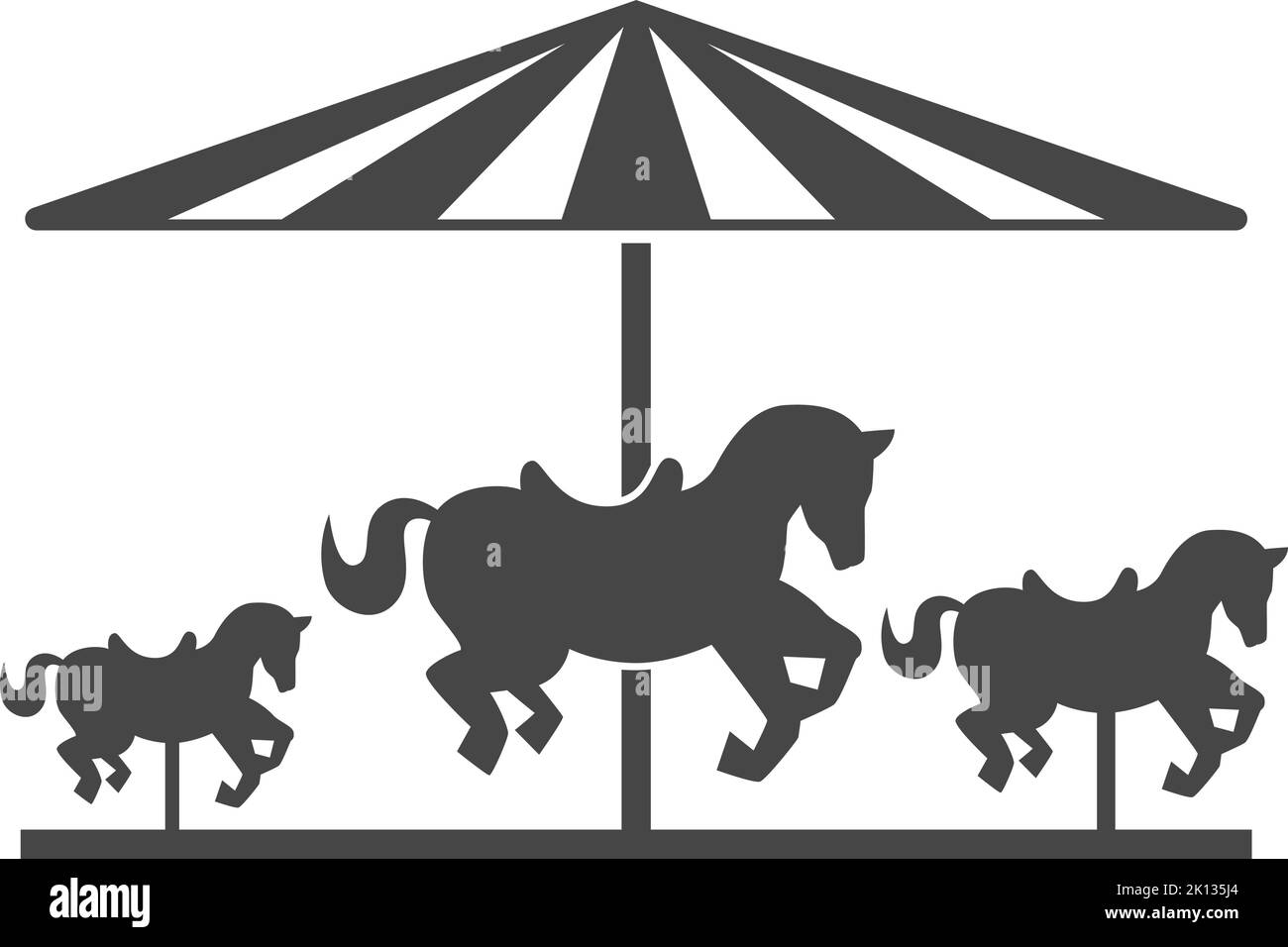 Merry-go-round icon. Black horse carnival ride silhouette Stock Vector