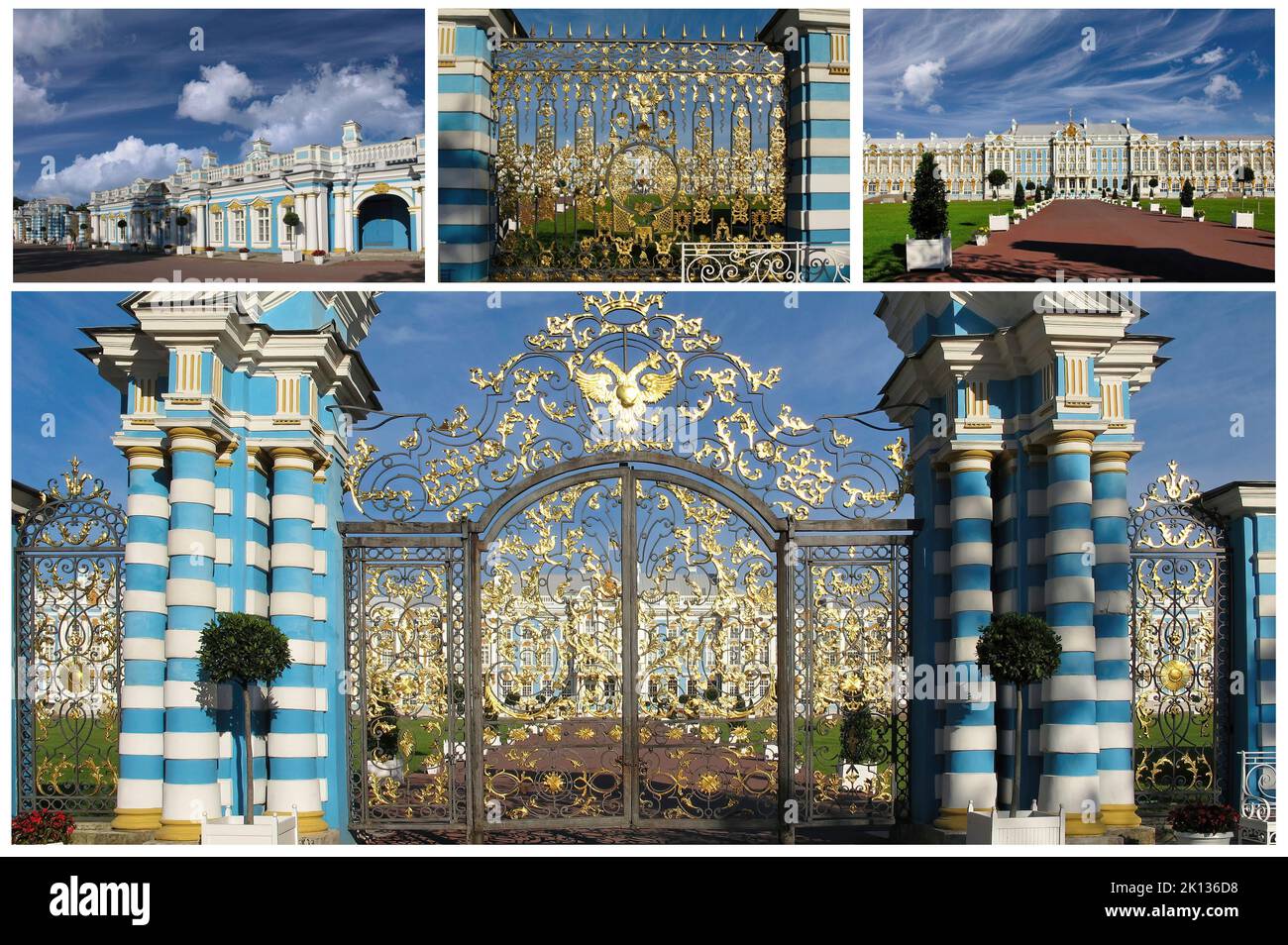 The Beautiful and Luxurious Catherine Palace, located in the city of Tsarskoye Selo (Pushkin), St. Petersburg, Russia Stock Photo