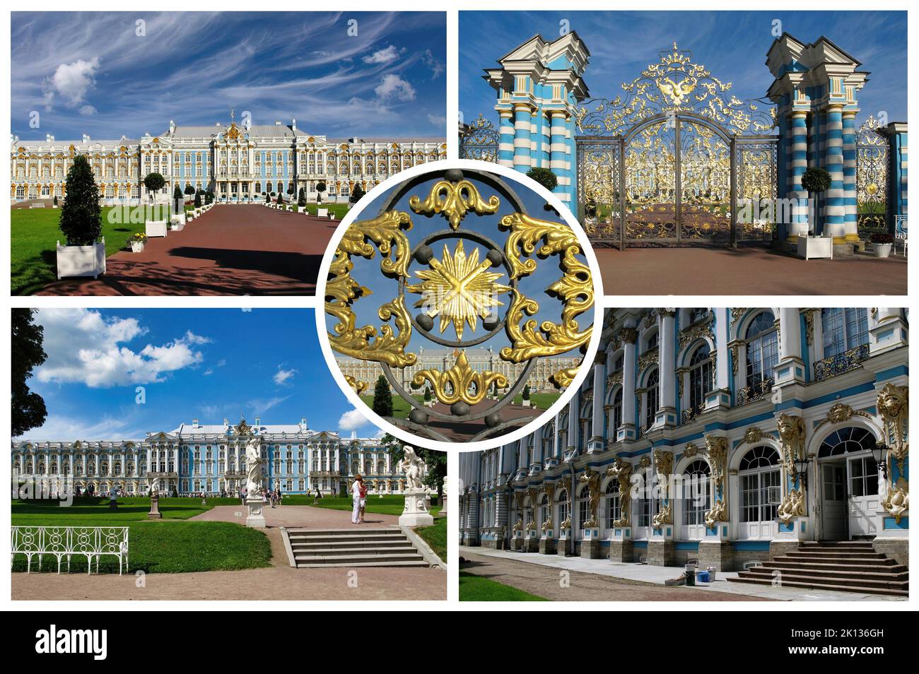 The Beautiful and Luxurious Catherine Palace, located in the city of Tsarskoye Selo (Pushkin), St. Petersburg, Russia Stock Photo
