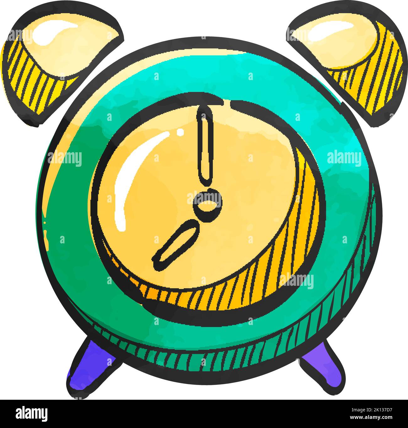 Clock icon in watercolor style. Stock Vector