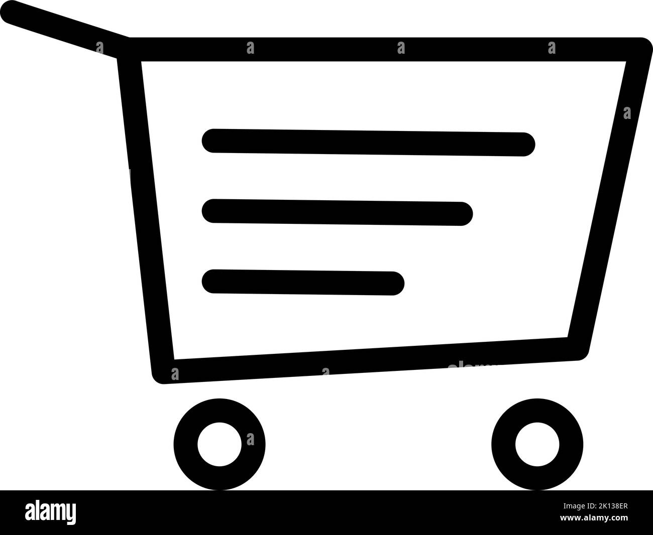 Shopping cart simple line logo icon. Vector object for retail design. Shopping cart pictogram in modern style Stock Vector