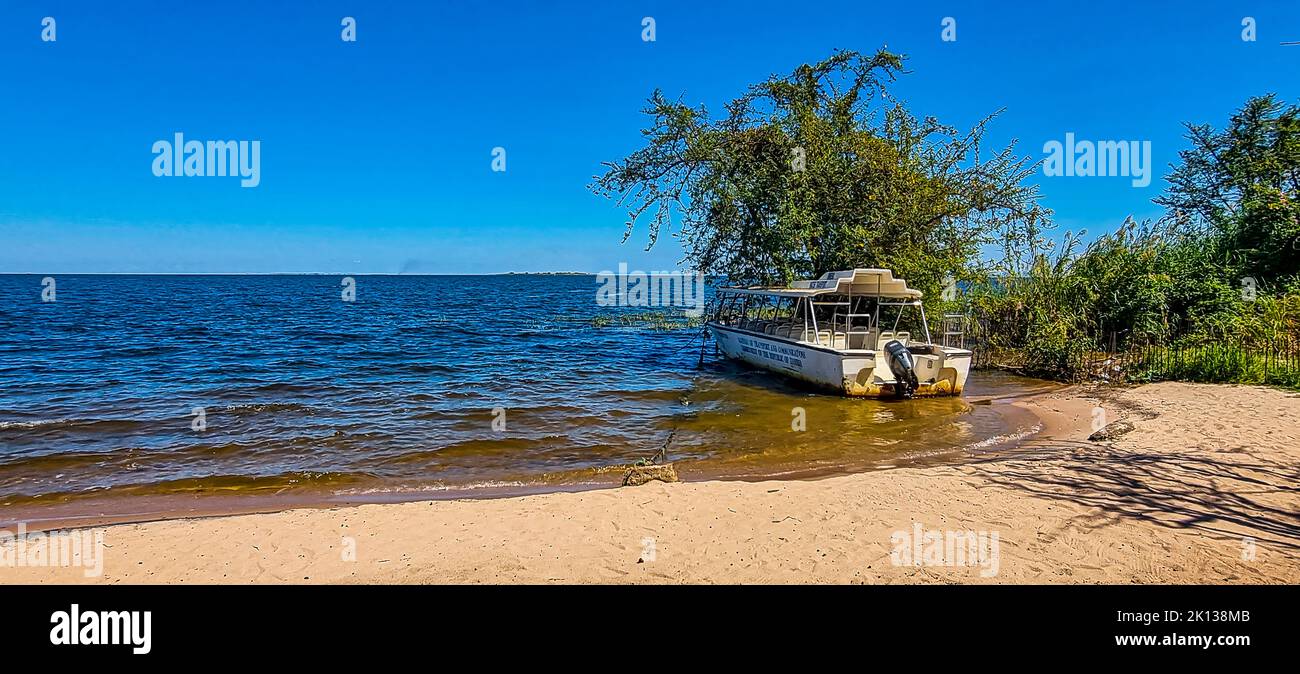 Lake Mweru, bordering Congo and Zambia, Africa Stock Photo