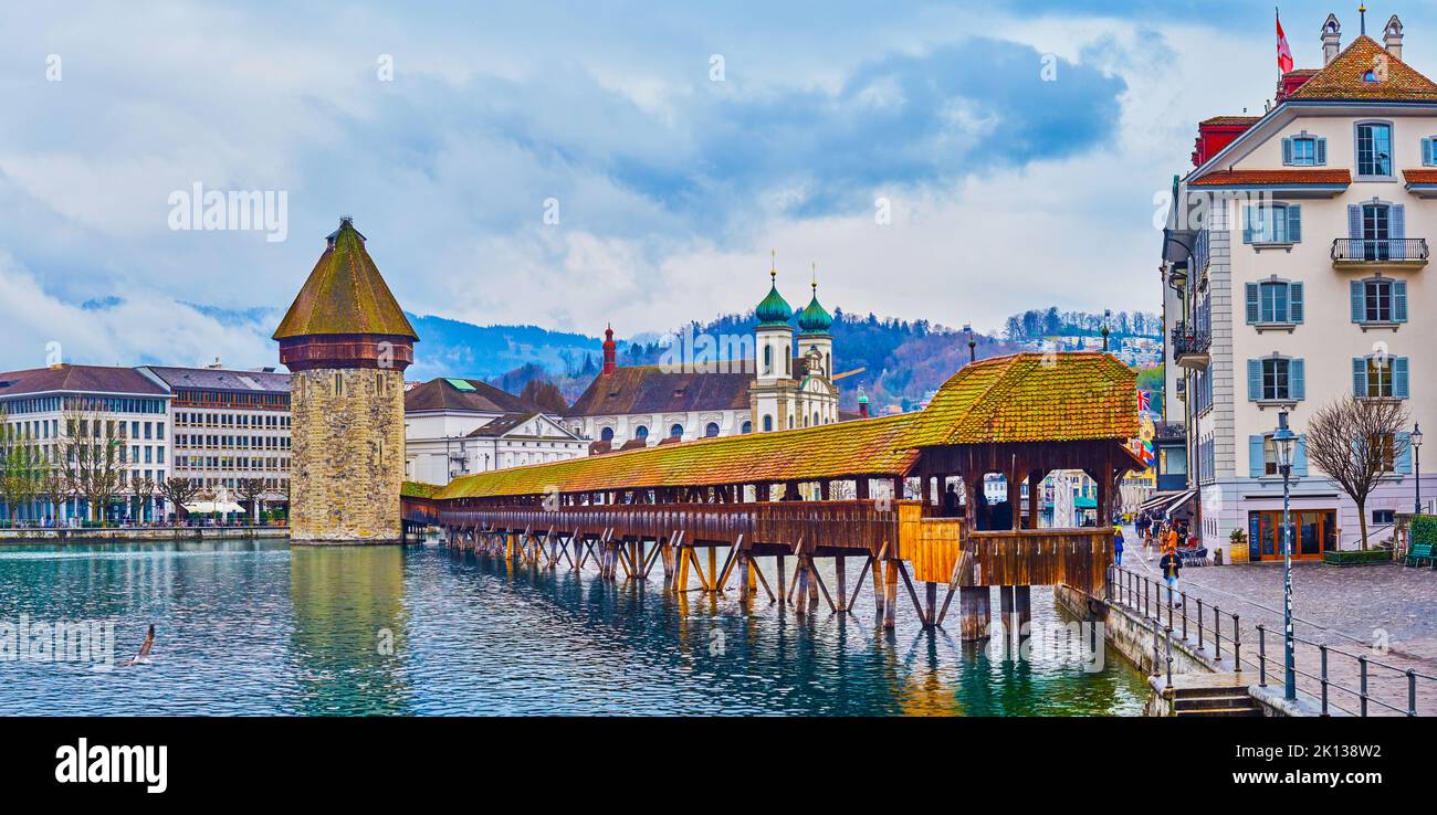 LUCERNE, SWITZERLAND MARCH 30, 2022 The rainy day in Altstadr