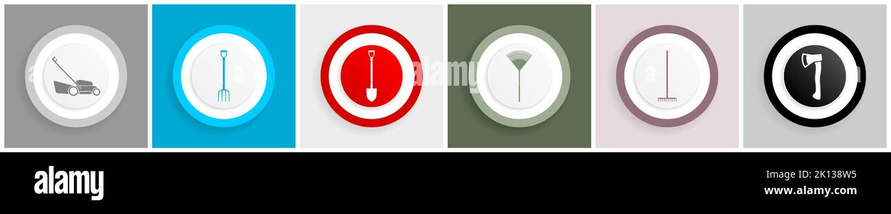 Gardening concept vector icons set, tools symbol collection Stock Vector
