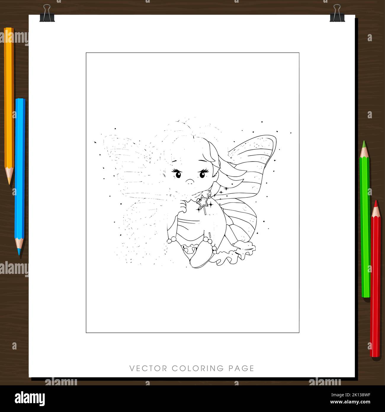 Fairy vector for coloring page book, activity page for children and ...