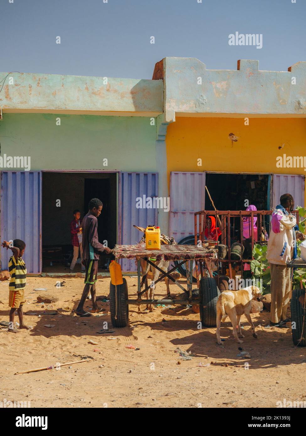 The streets and people of a village between Kiffa and Ayoun, Mauritania, Sahara Desert, West Africa, Africa Stock Photo