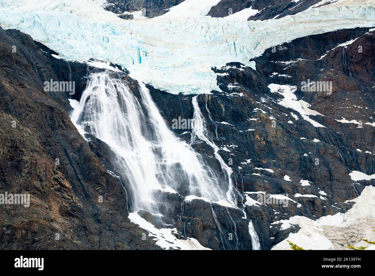 Ice breaking off Glaciar del Frances, Torres del Paine National Park, Patagonia, Chile, South America Stock Photo