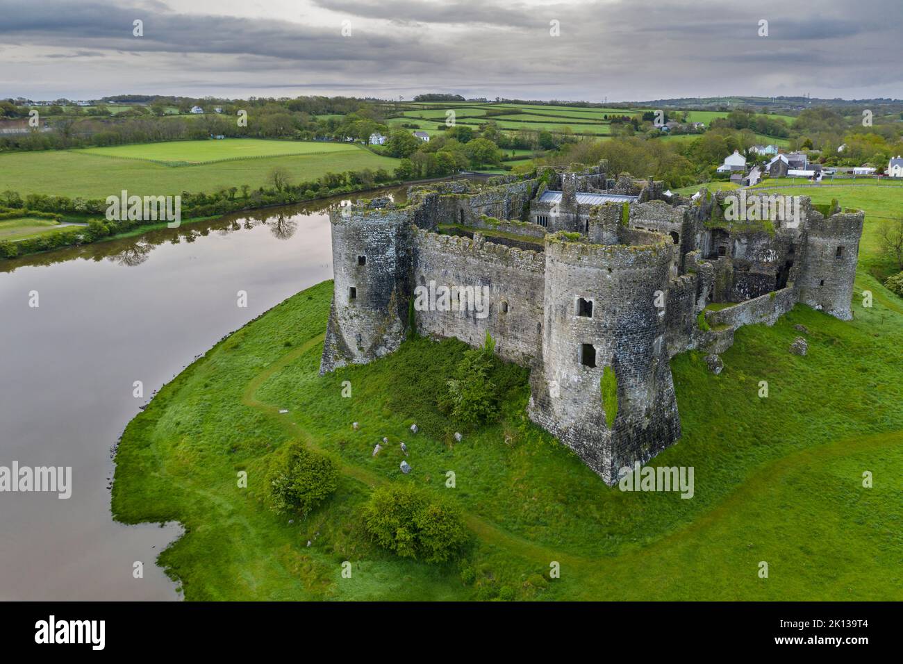 The magnificent ruins of Carew Castle, Carew, Pembrokeshire, Wales, United Kingdom, Europe Stock Photo