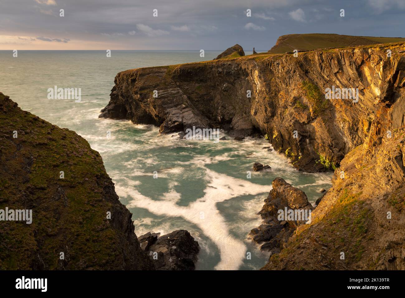 Dramatic cliff top scenery near Padstow on the North Coast of Cornwall, England, United Kingdom, Europe Stock Photo