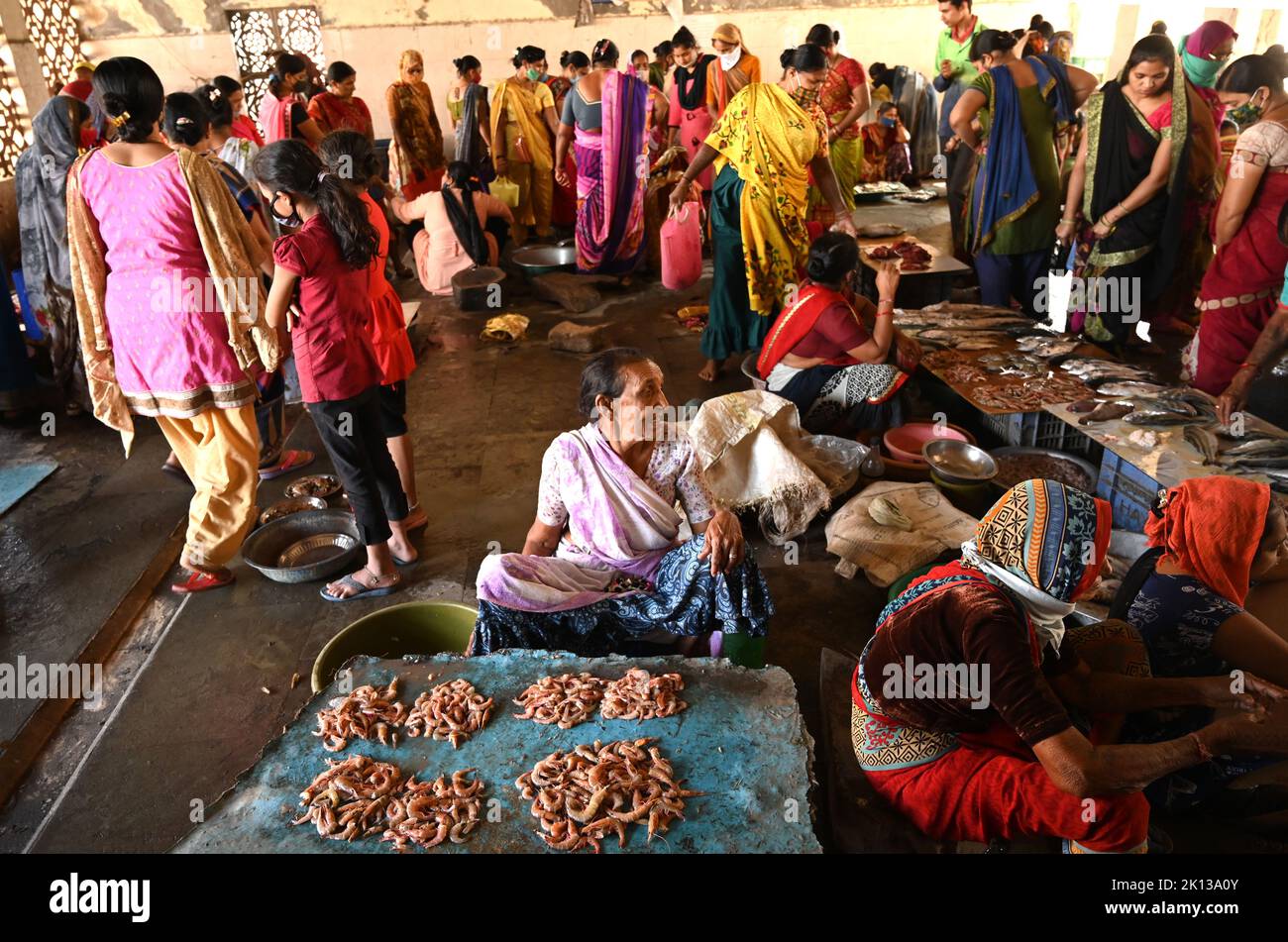 Busy fresh fish market on the quay, Vanakbara, Gujarat, India, Asia Stock Photo Alamy