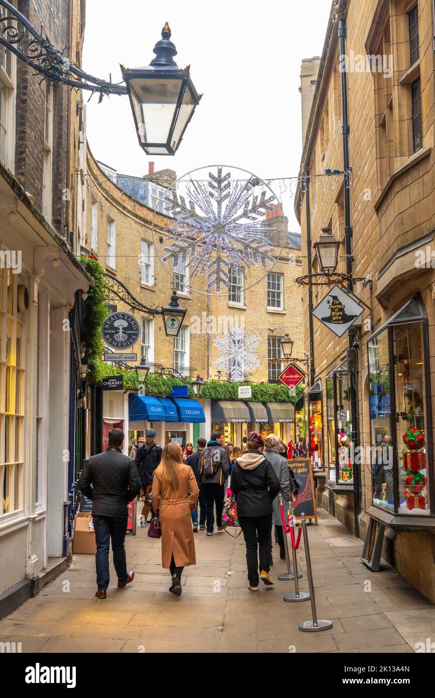 Christmas shopping, Rose Crescent, Cambridge, Cambridgeshire, England, United Kingdom, Europe Stock Photo