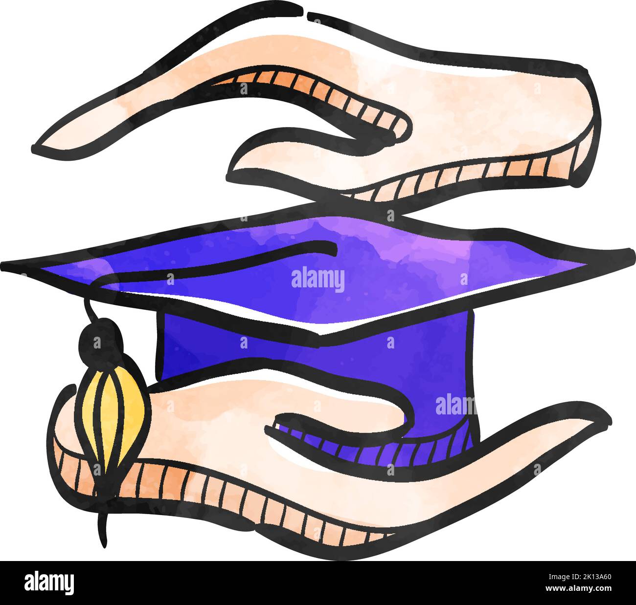 Hand holding diploma icon in watercolor style Stock Vector Image & Art ...