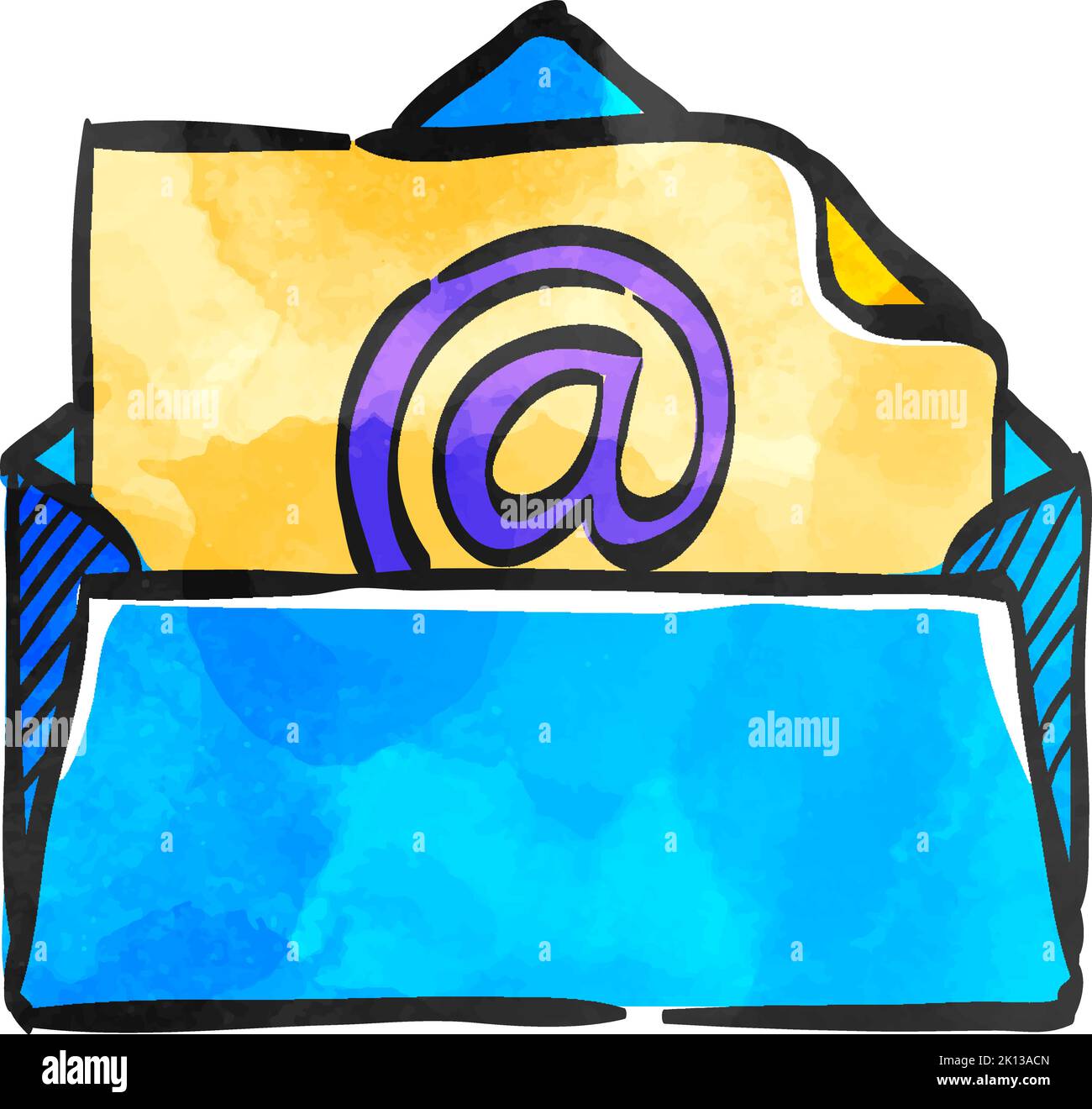 Email icon in watercolor style. Stock Vector