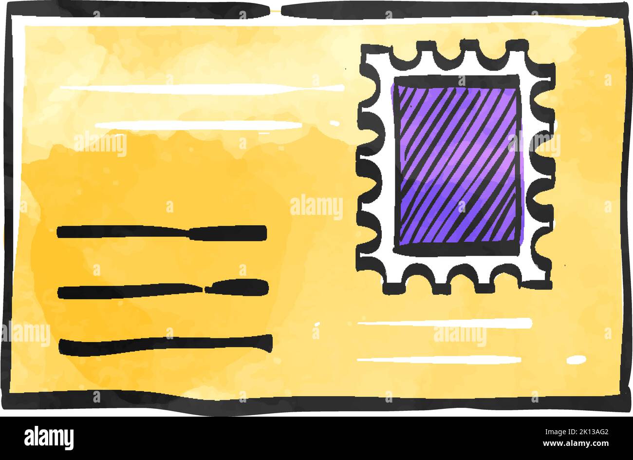 Envelope icon in watercolor style. Stock Vector