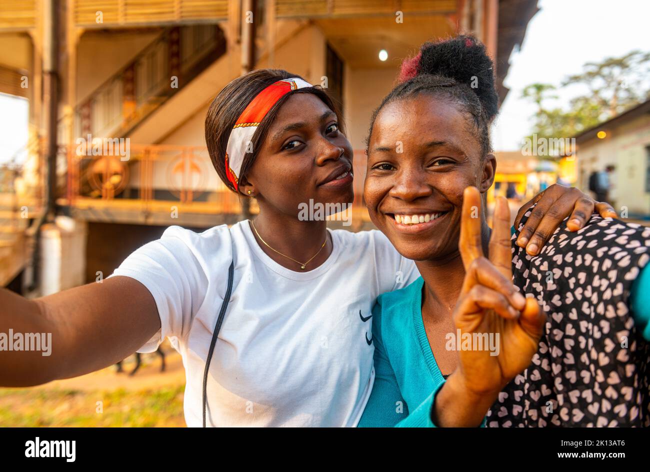 Friendly girls, Mbanza Ngungu, Democratic Republic of the Congo, Africa Stock Photo