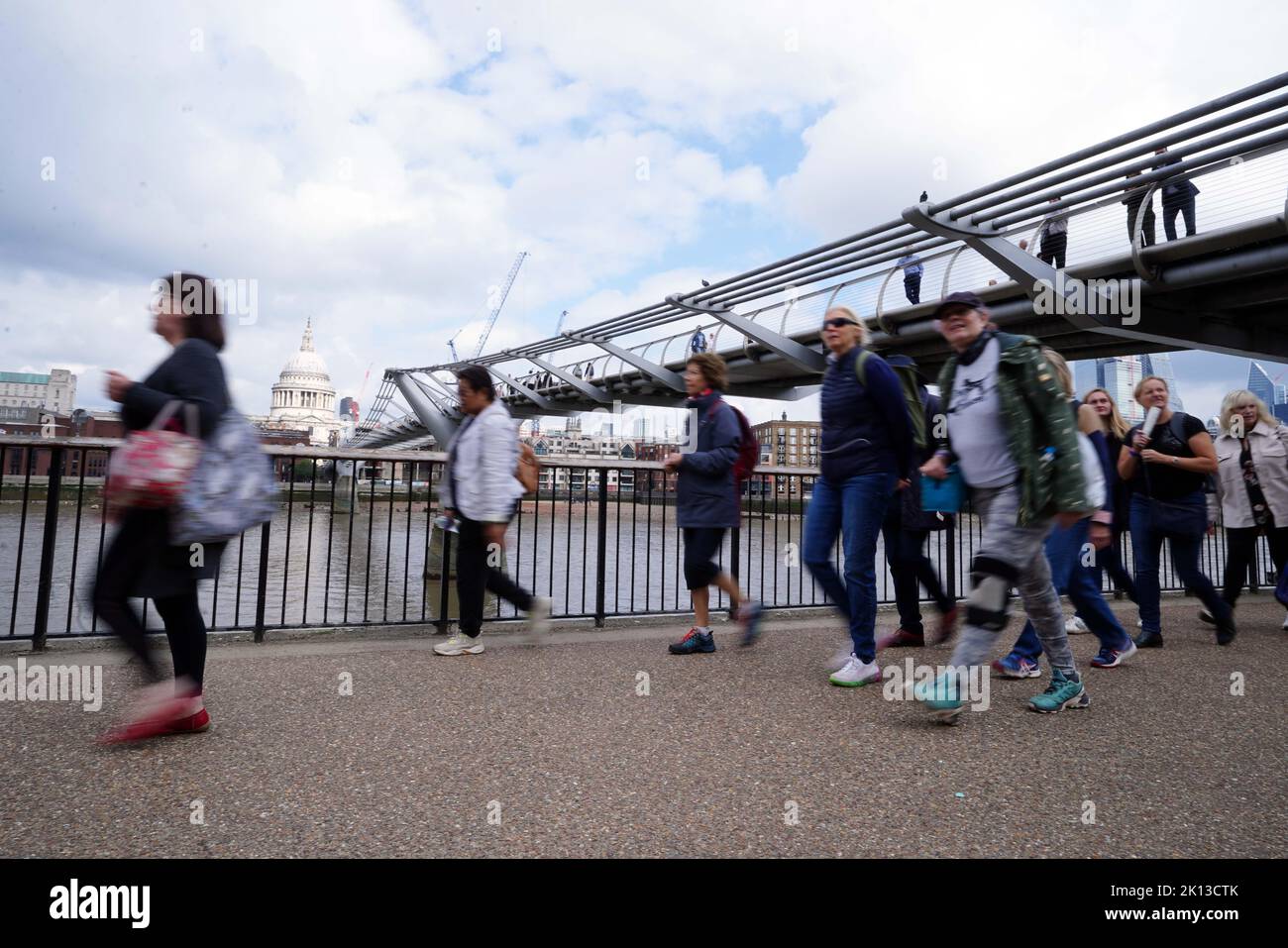 Members of the public in the queue on the South Bank, London, opposite ...