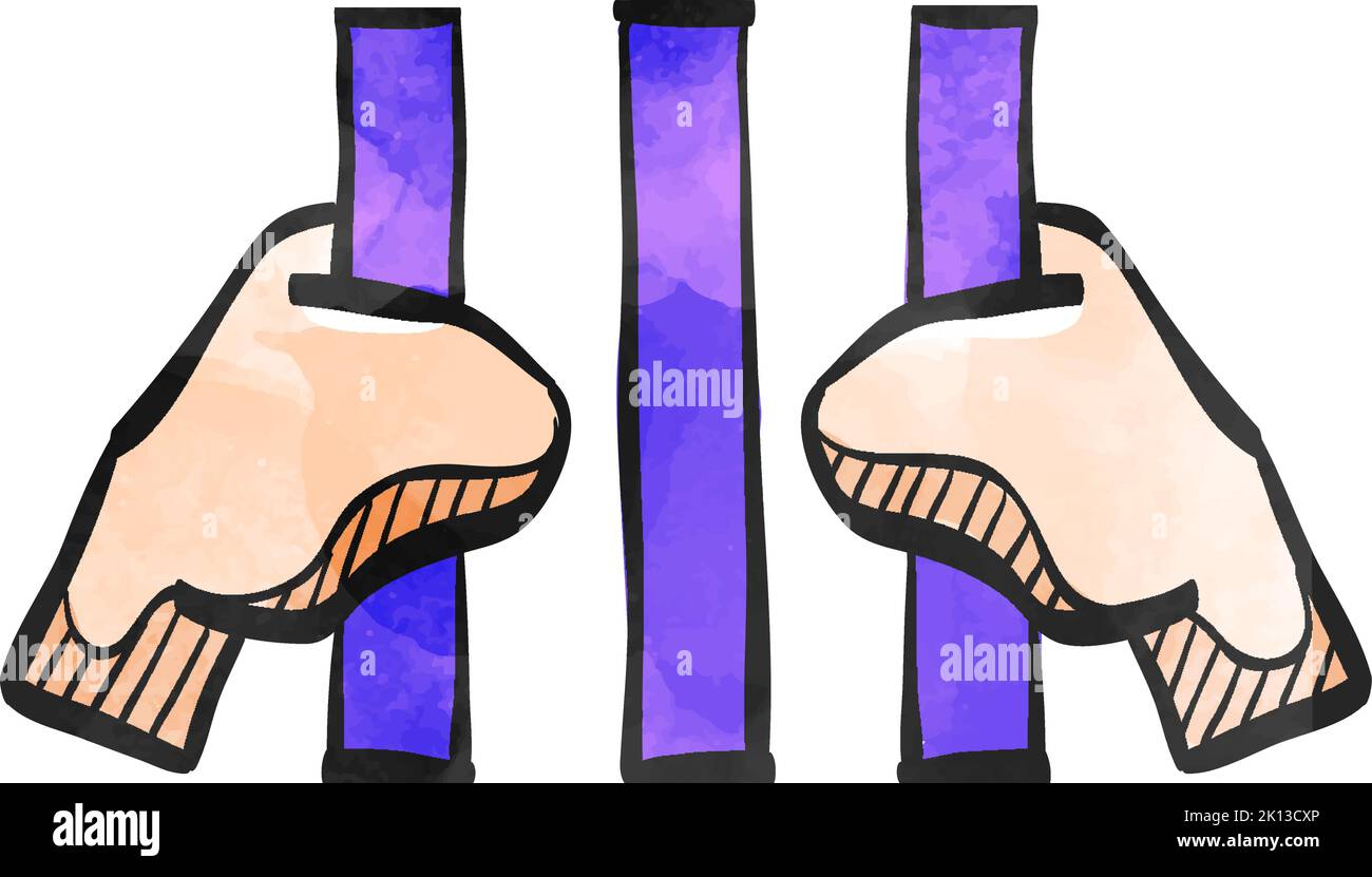 Jail icon in watercolor style. Stock Vector