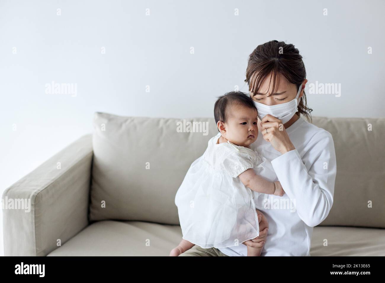 Japanese newborn with mother Stock Photo