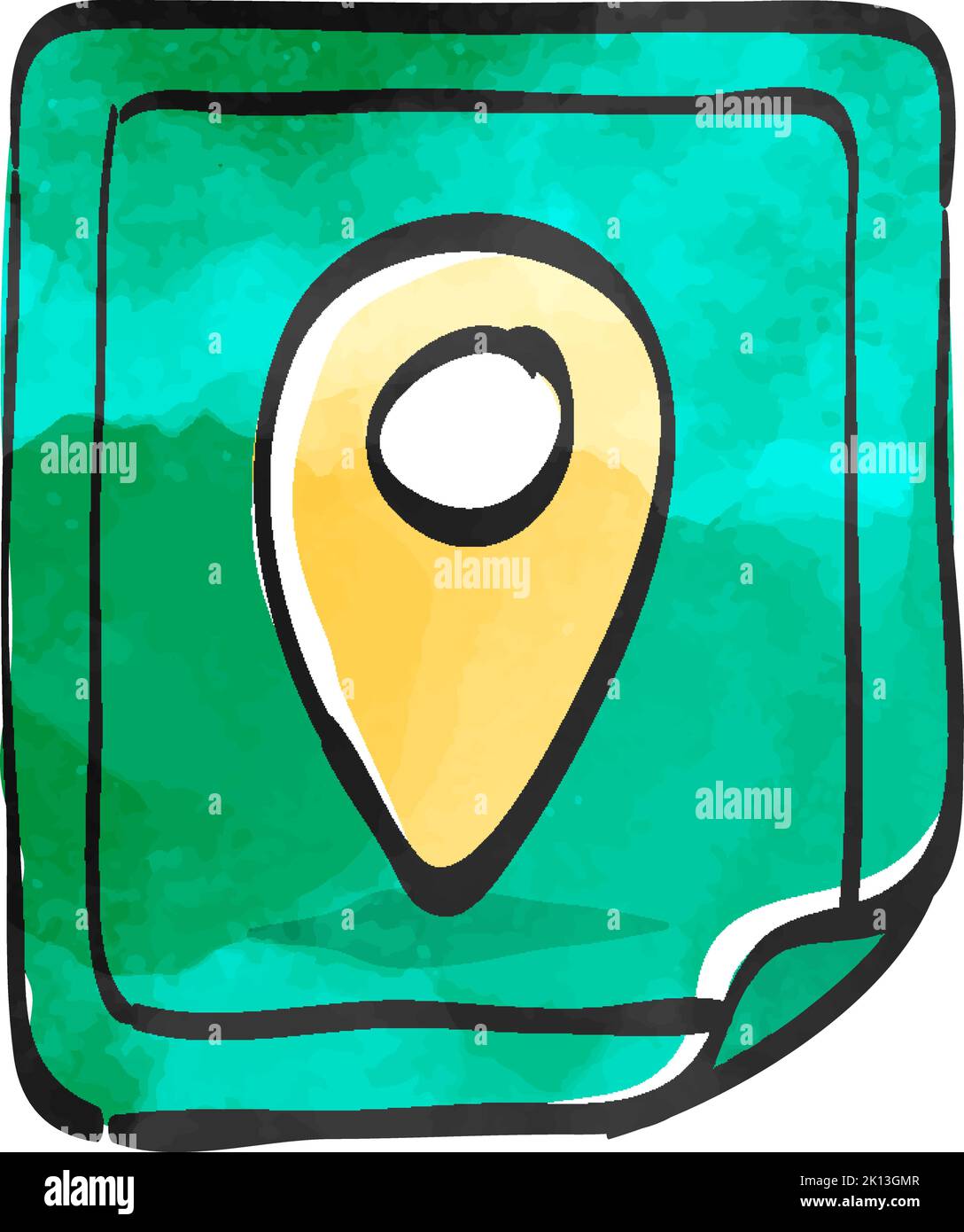 Map icon in watercolor style. Stock Vector